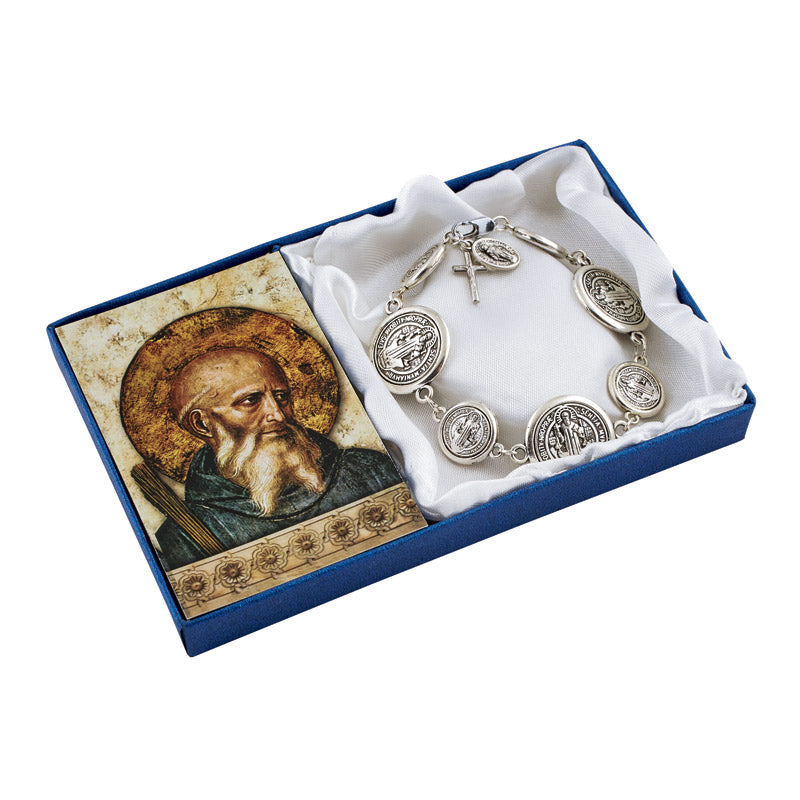 St. Benedict Coin Bracelet with Prayer Card | CMJ Marian Publishers