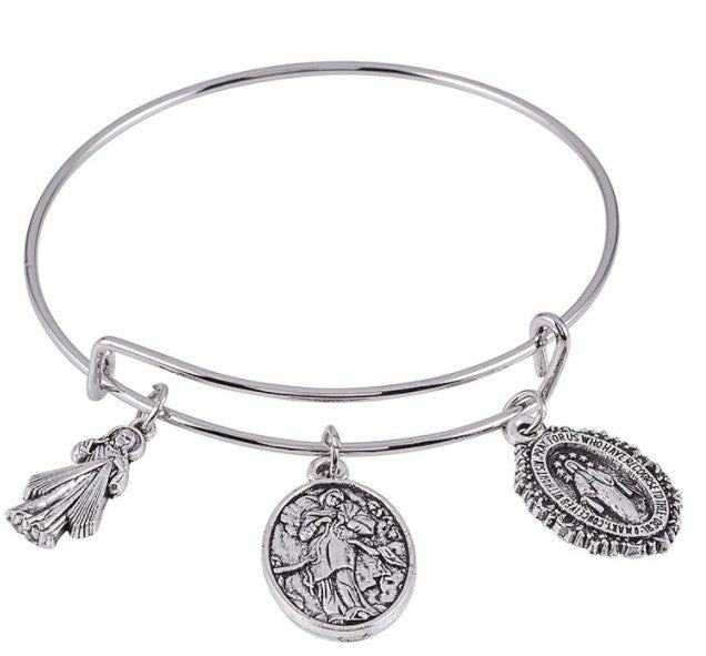 Mary, Untier of Knots, Divine Mercy and Miraculous Bangle Bracelet